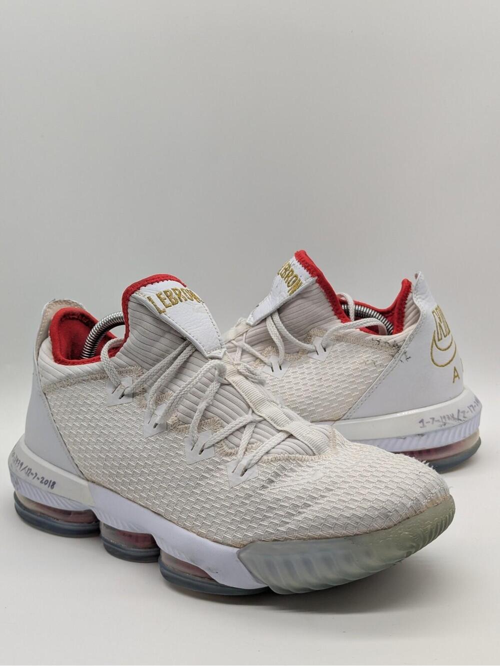 Mens Size 11.5 - Nike LeBron 16 Low Draft Day White Red Gold CI2668-100 Sneakers